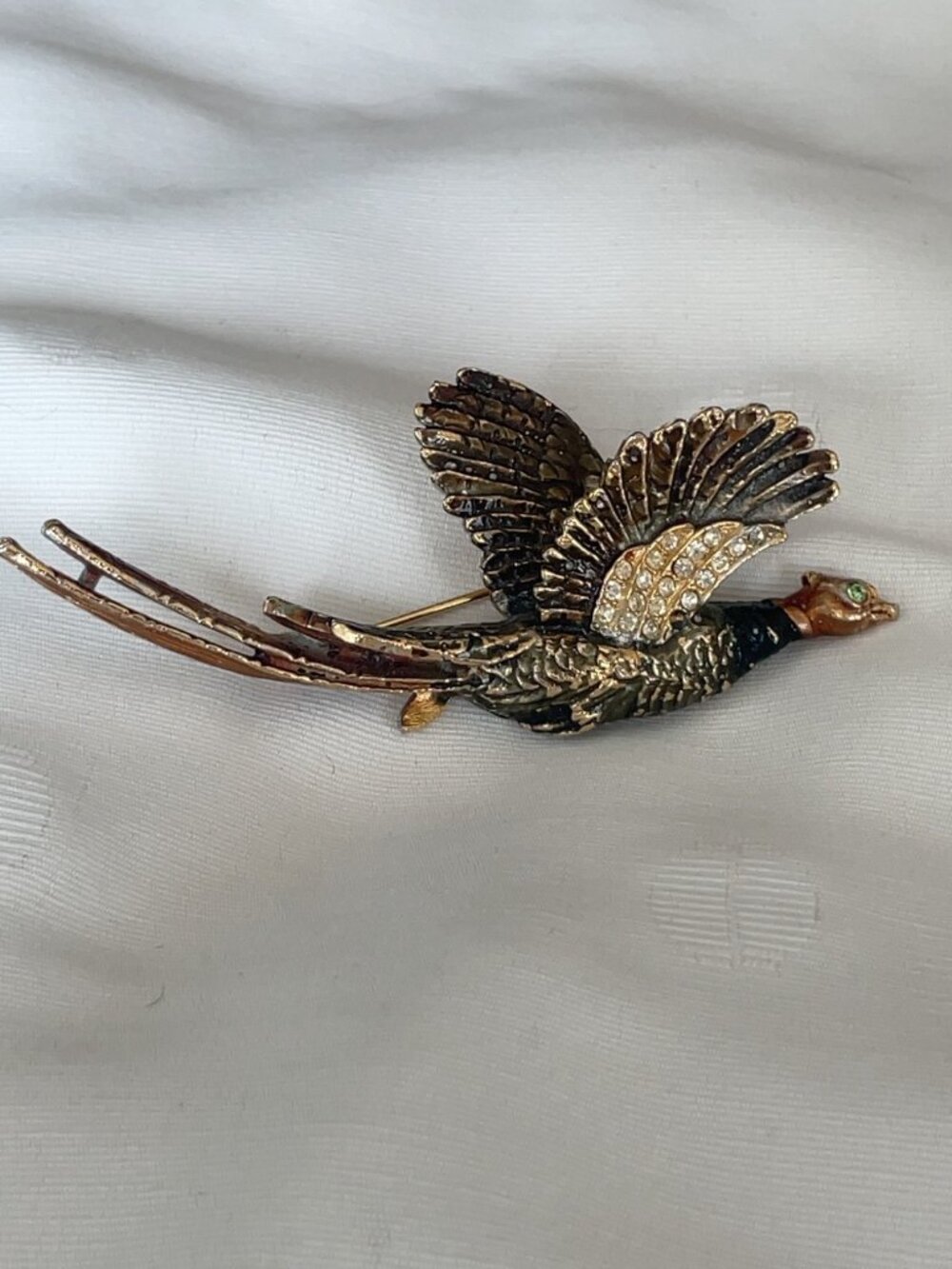 Vintage Pheasant Brooch Figural Bird Pin 16g
